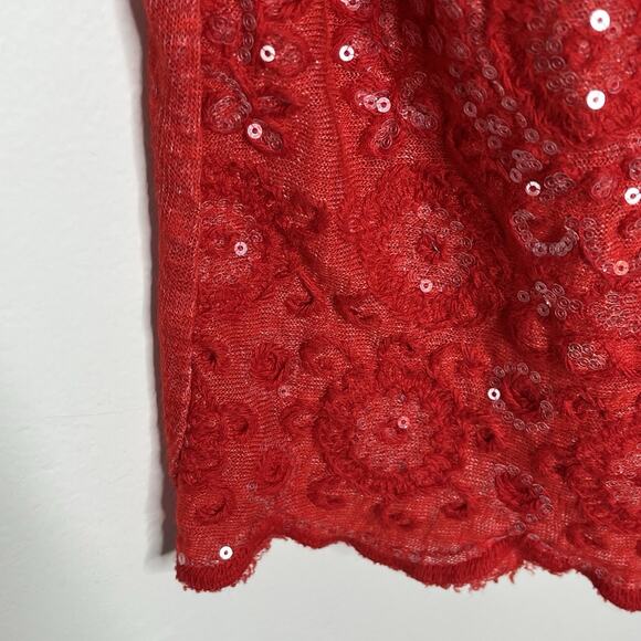 Sequin Embroidered Sleeveless Top Red Womens Size Small Bellambra Boho Festival - Picture 4 of 7